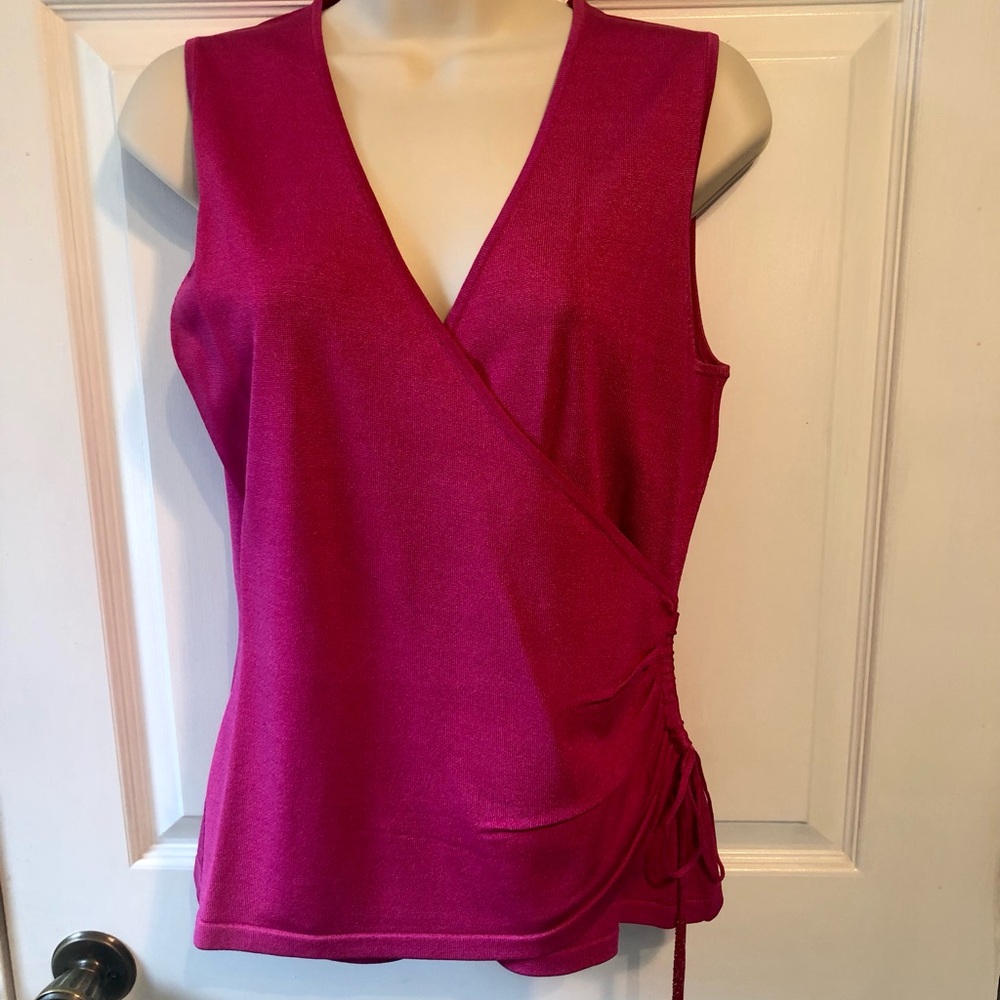 Ann Taylor Fuchsia Sleeveless Wrap Blouse